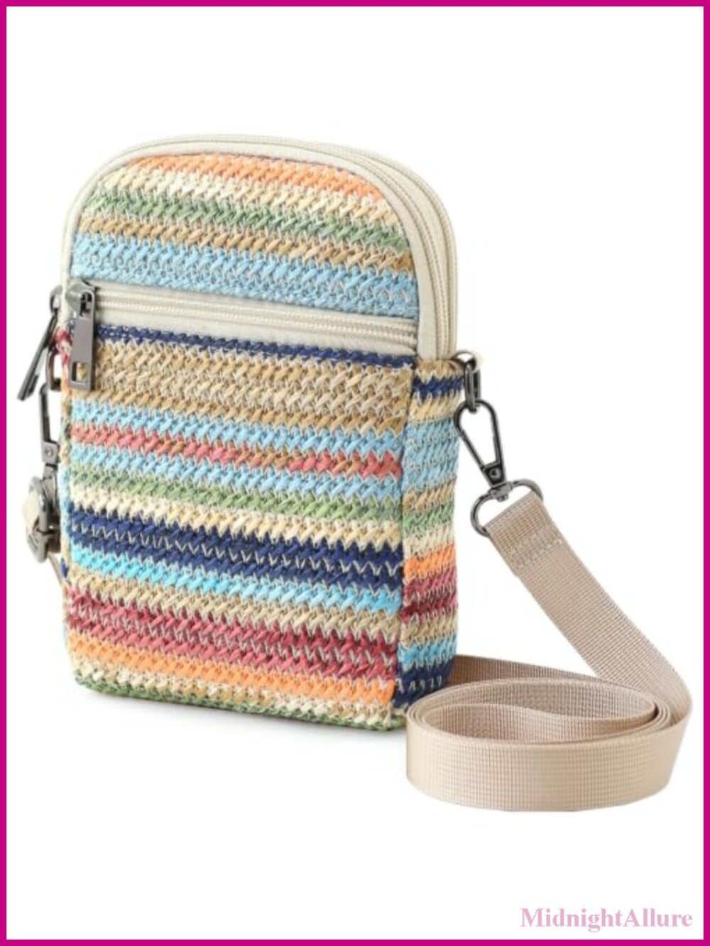 Woven Straw Crossbody Bag RFID Small Phone Purse Travel Boho